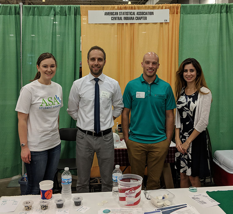 From right to left: Aida Yazdanparast (chapter officer), Alex White (chapter officer), Vahid Andalib (chapter officer), and Maggie Christy (student volunteer)