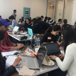 Students participate in a hackathon at The George Washington University, Washington DC, April 28, 2018.