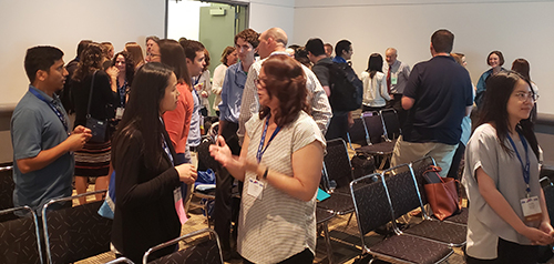 Sally Morton, dean of dean of the college of science at Virginia Tech and a former ASA president, shares networking tips with a packed room of volunteers and participants at JSM 2019 in Denver.