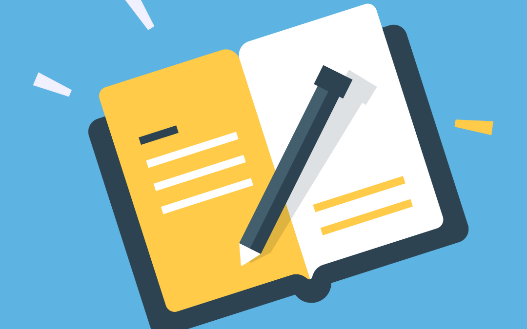 Illustration of a book and pen