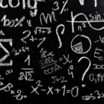 Math symbols on a black background