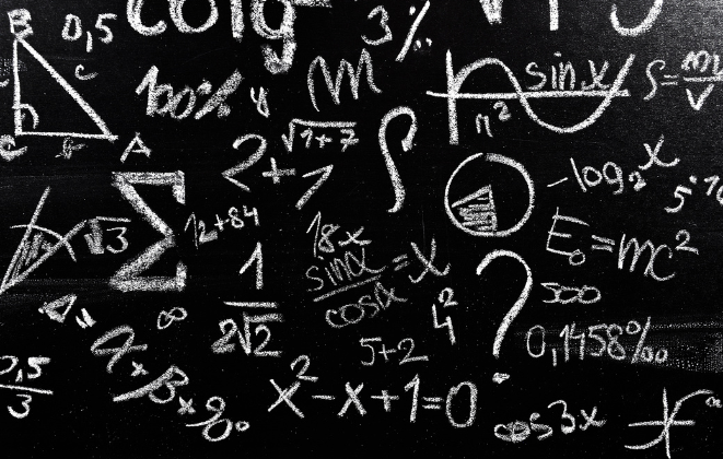 Math symbols on a black background