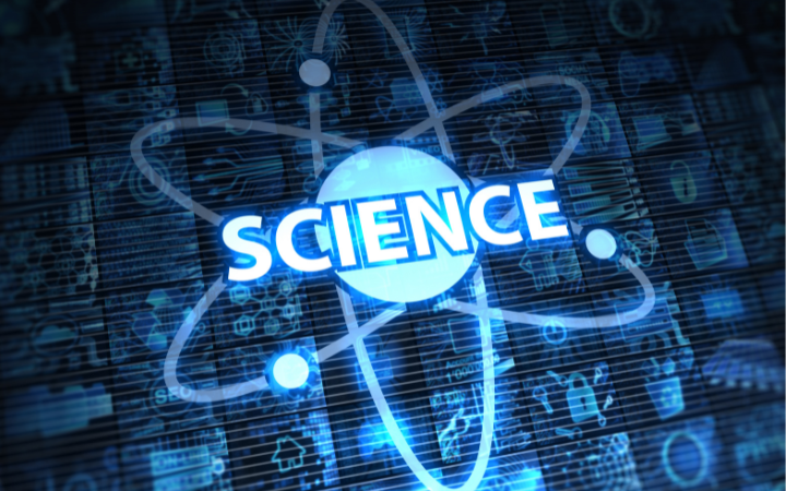 Getty image of the word science in an atom