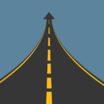 Road going up into an arrow