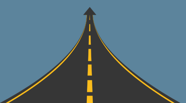 Road going up into an arrow