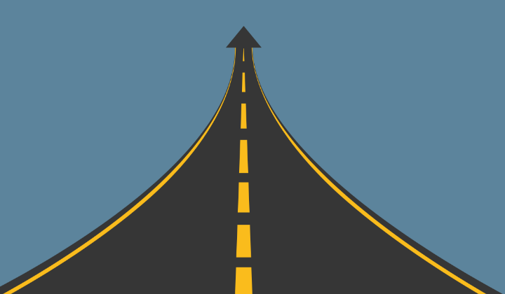 Road going up into an arrow