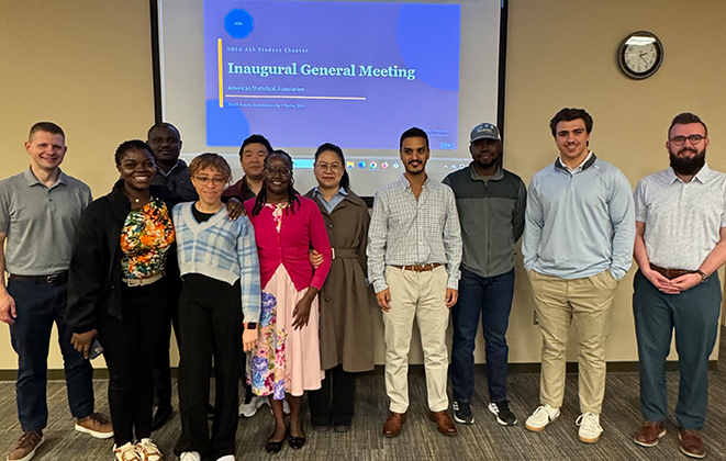 Student chapter members, from left: Nicholas Dusek, Deborah Damptey, Naomi Uwagbai, Rono Lizzy, Gaoya Tu, Bai Jing, Mohammed Aloisaimi, Kwame Danso, Truman Werremeyer, and Isaac Dubovoy